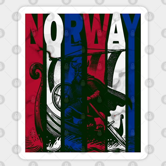 Norwegian Flag Retro Colors Viking Sticker by TuncGK
